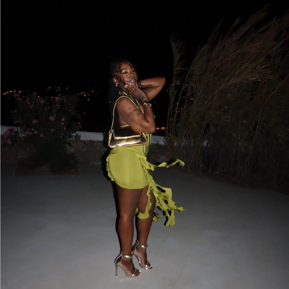Green dress with tassels (Worn once)